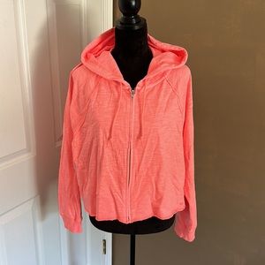 PINK cropped light weight full zip hoodie